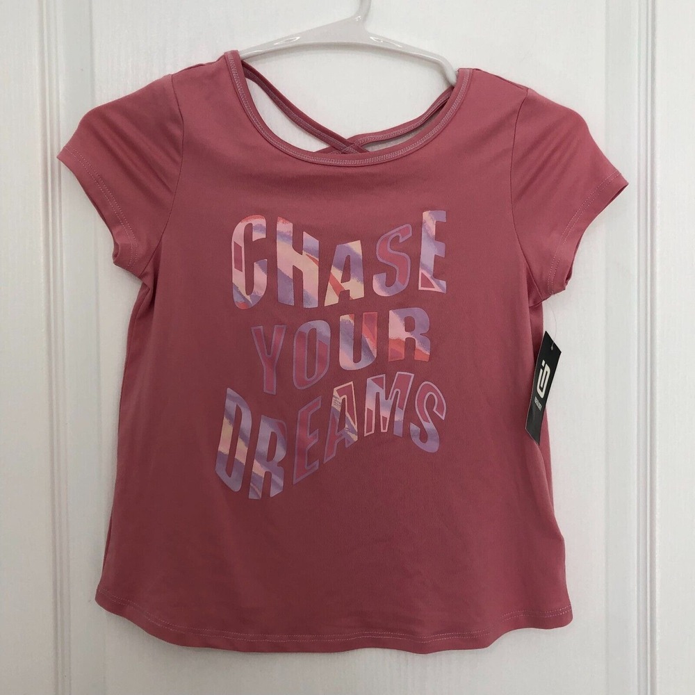 Ideology Girls Wild Rose Chase Your Dreams Graphic Strappy Back T-Shirt Size 6X
